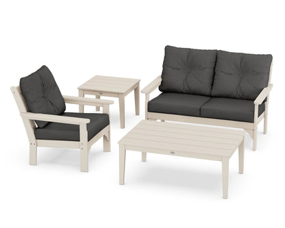 POLYWOOD® Vineyard 4-Piece Deep Seating Set in Sand / Spectrum Carbon