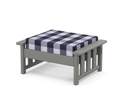 Martha Stewart by POLYWOOD® Acadia Deep Seating Ottoman in Slate Grey / Buffalo Plaid Navy