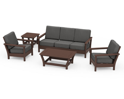 POLYWOOD® Harbour 5-Piece Deep Seating Set in Mahogany / Spectrum Carbon