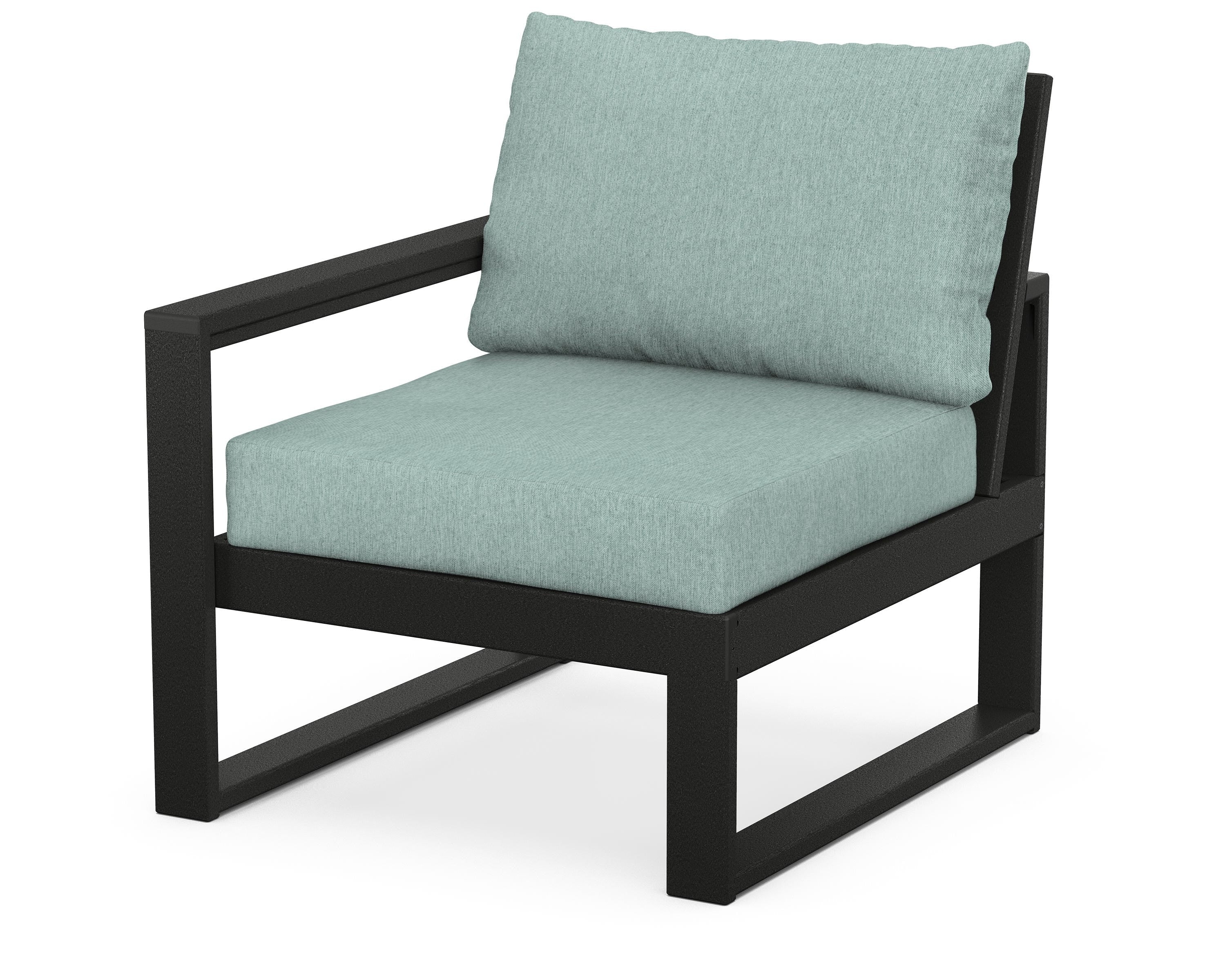 POLYWOOD® EDGE Modular Left Arm Chair in Black / Glacier Spa