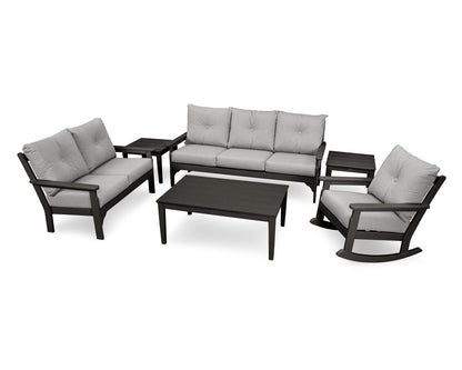 POLYWOOD® Vineyard 6-Piece Deep Seating Set in Black / Granite
