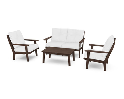 POLYWOOD® Lakeside 4-Piece Deep Seating Set in Mahogany / Natural
