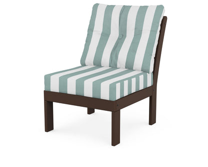 POLYWOOD® Vineyard Modular Armless Chair in Mahogany / Cabana Stripe Glacier Spa