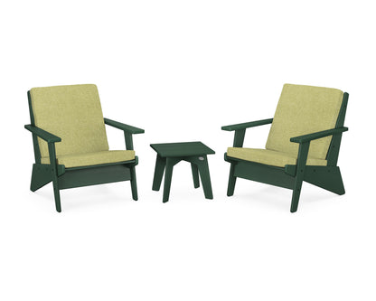 POLYWOOD® Riviera Modern Lounge 3-Piece Set in Green / Chartreuse Boucle