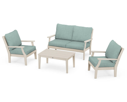 POLYWOOD® Braxton 4-Piece Deep Seating Chair Set in Sand / Glacier Spa