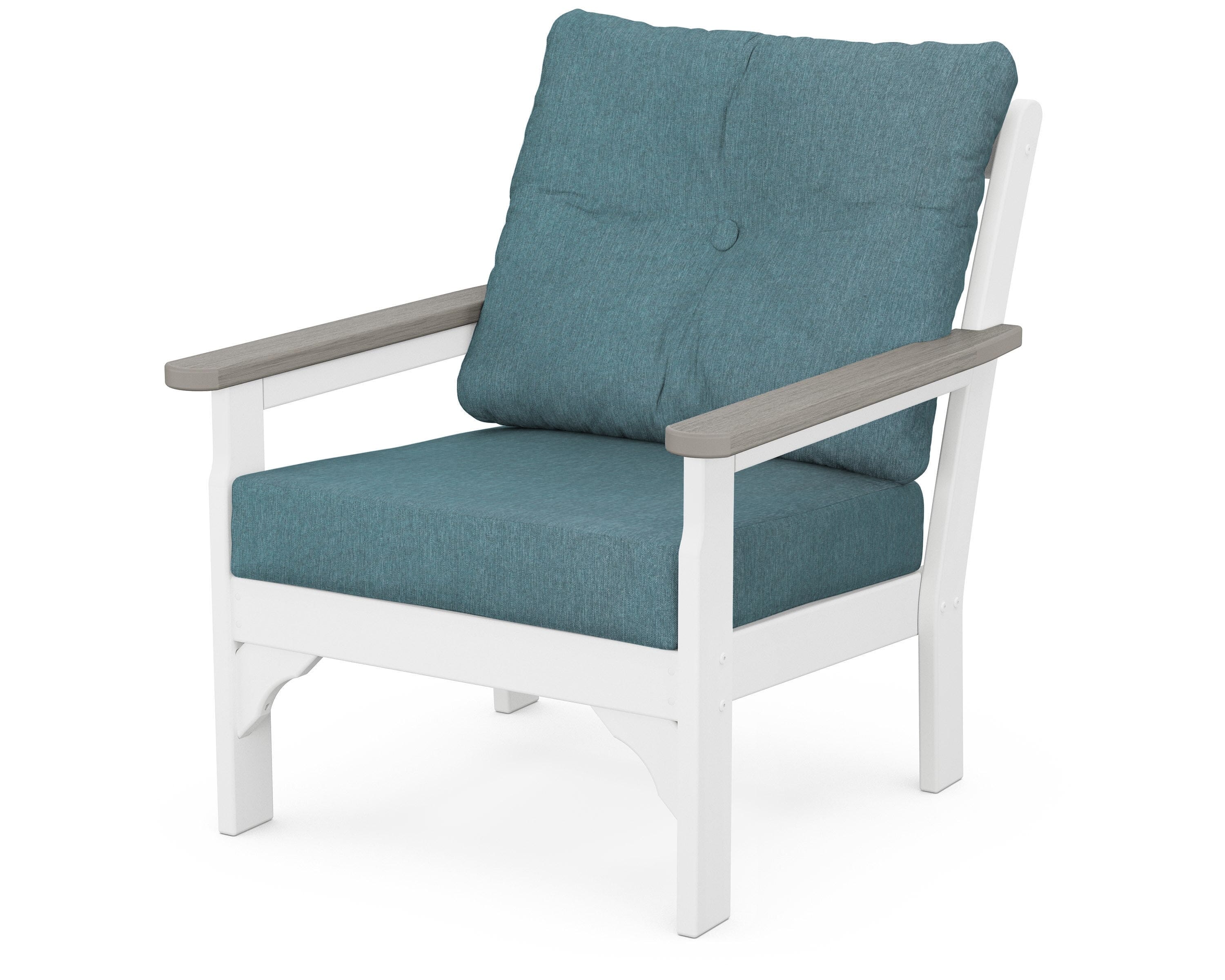 POLYWOOD® Vineyard Deep Seating Chair in White / Driftwood / Ocean Teal