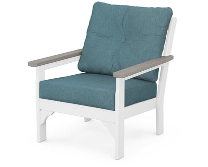 POLYWOOD® Vineyard Deep Seating Chair in White / Driftwood / Ocean Teal