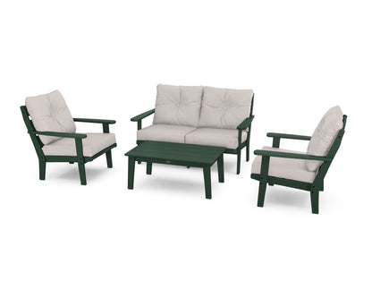 POLYWOOD® Lakeside 4-Piece Deep Seating Set in Green / Dune Burlap