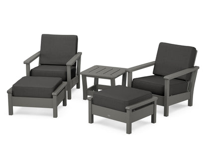 POLYWOOD® Harbour 5-Piece Deep Seating Chair Set in Slate Grey / Spectrum Carbon