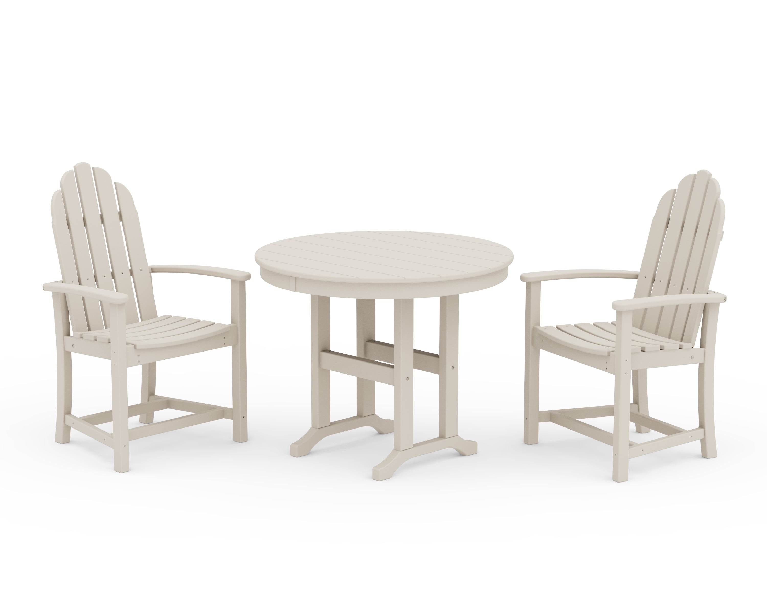 POLYWOOD® Classic Adirondack 3-Piece Round Dining Set in Sand