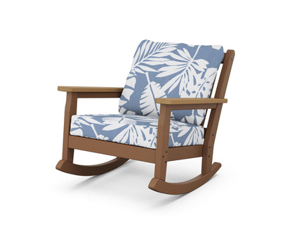POLYWOOD® Chippendale Deep Seating Rocking Chair in Teak / Natural / Leaf Sky Blue