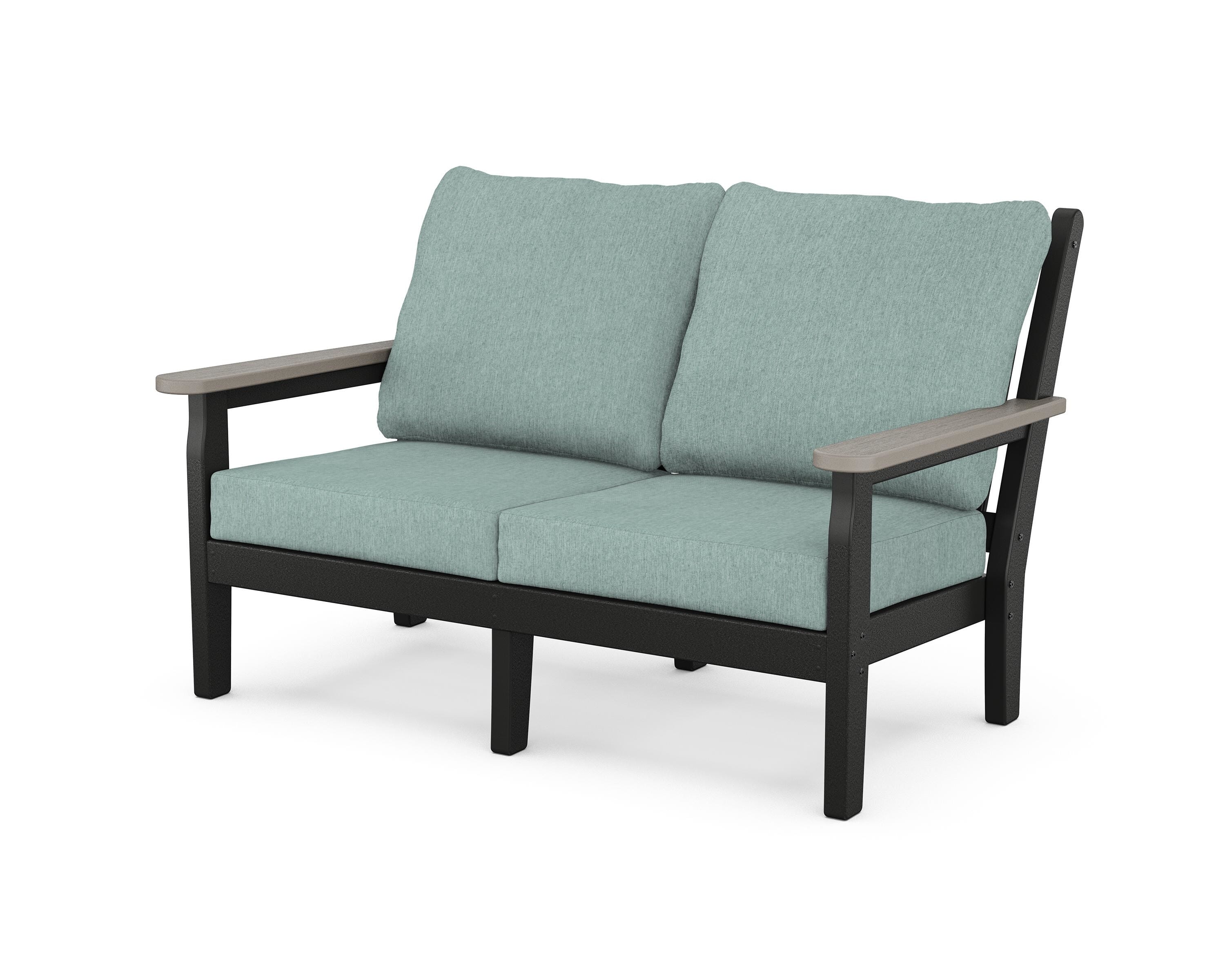 POLYWOOD® Chippendale Deep Seating Loveseat in Black / Driftwood / Glacier Spa