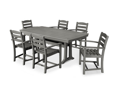 POLYWOOD® La Casa Café 7-Piece Arm Chair Dining Set with Trestle Legs in Slate Grey