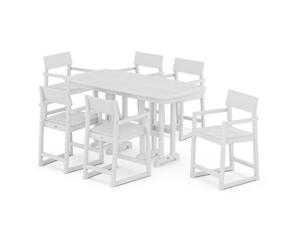 POLYWOOD® EDGE Arm Chair 7-Piece Counter Set in White