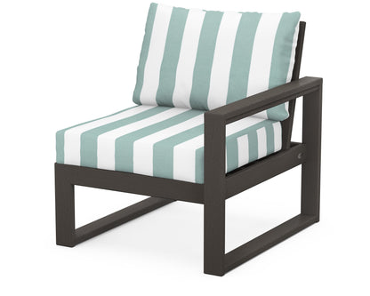 POLYWOOD® EDGE Modular Right Arm Chair in Vintage Coffee / Cabana Stripe Glacier Spa