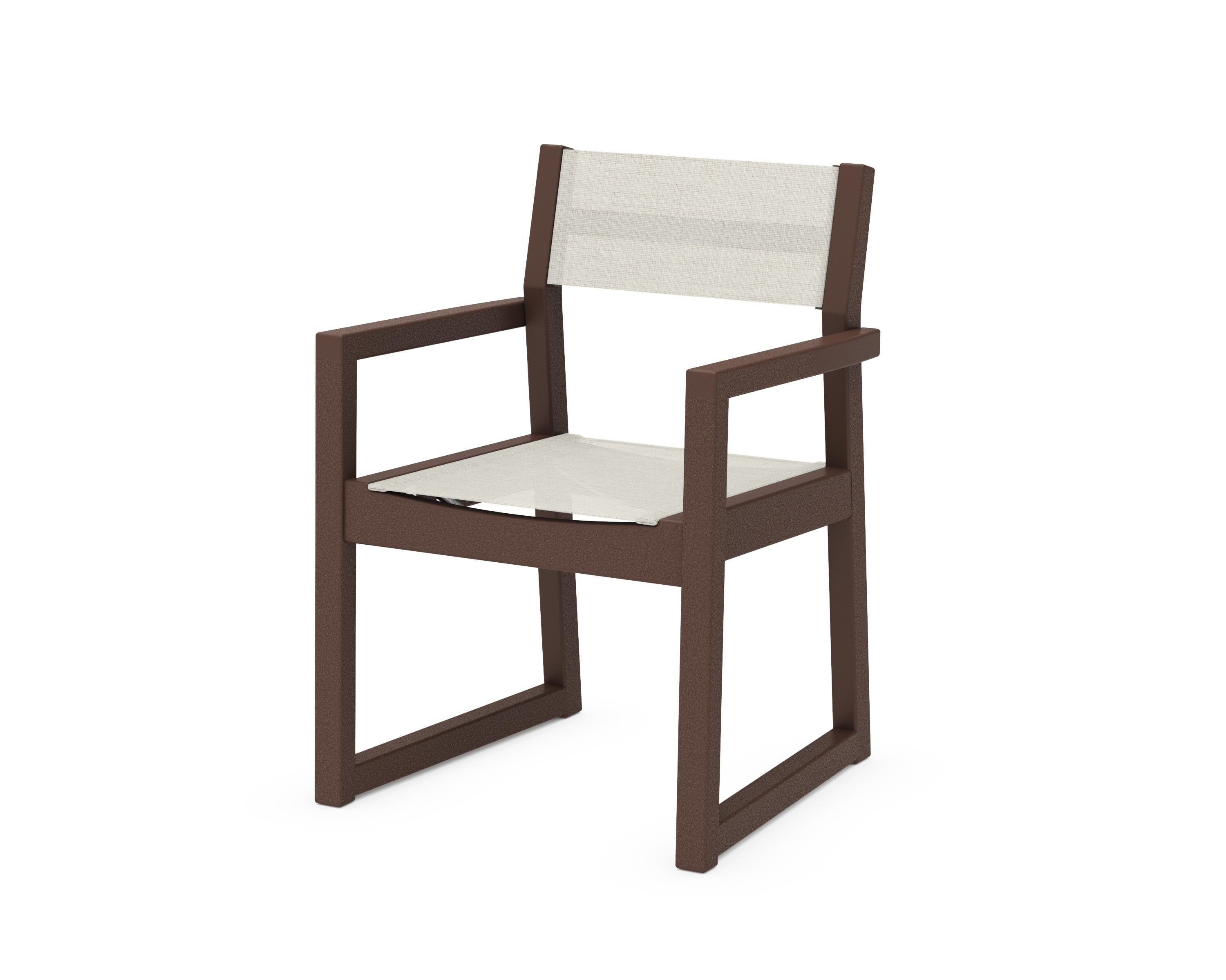 POLYWOOD® EDGE Sling Dining Arm Chair in Mahogany / Parchment Sling