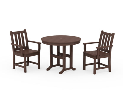POLYWOOD® Traditional Garden 3-Piece Round Dining Set in Mahogany