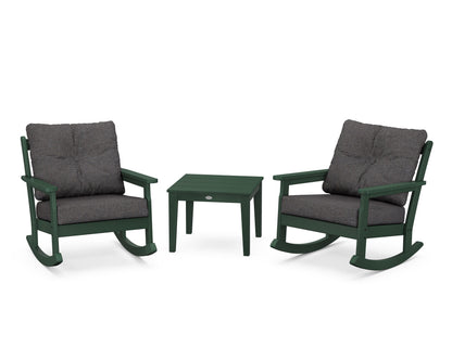 POLYWOOD® Vineyard 3-Piece Deep Seating Rocker Set in Green / Ash Charcoal