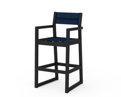POLYWOOD® EDGE Sling Bar Arm Chair in Black / Navy Blue Sling