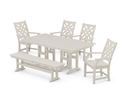 Country Living Wovendale 6-Piece Farmhouse Dining Set with Bench in Sand