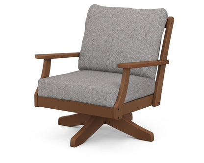 POLYWOOD® Braxton Deep Seating Swivel Chair in Teak / Grey Mist