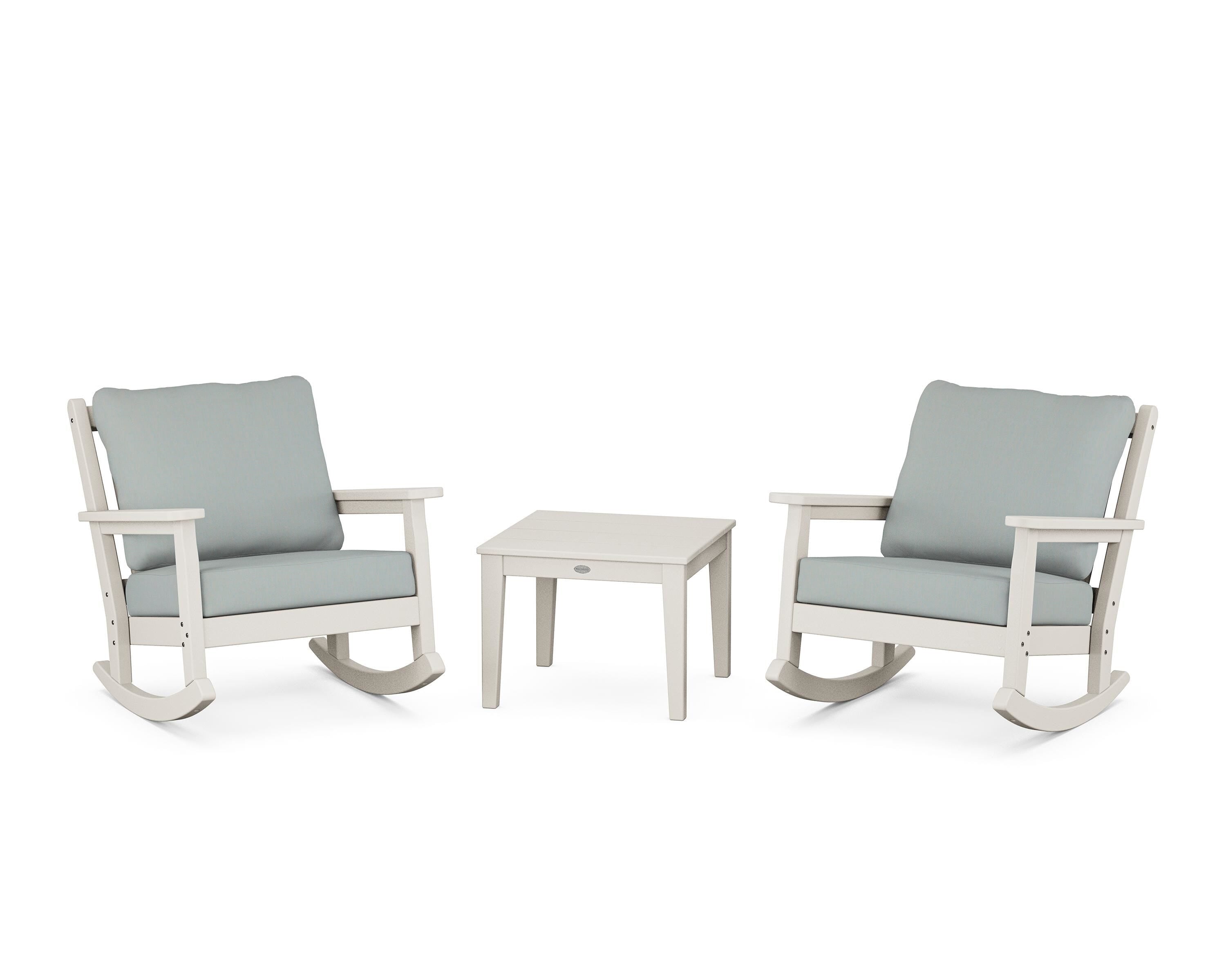 POLYWOOD® Chippendale 3-Piece Deep Seating Rocker Set in Sand / Spa