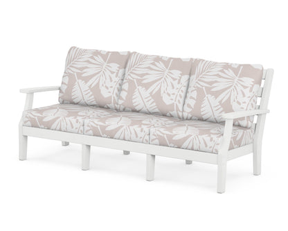 POLYWOOD® Chesapeake Deep Seating Sofa in White / Leaf Dune Burlap