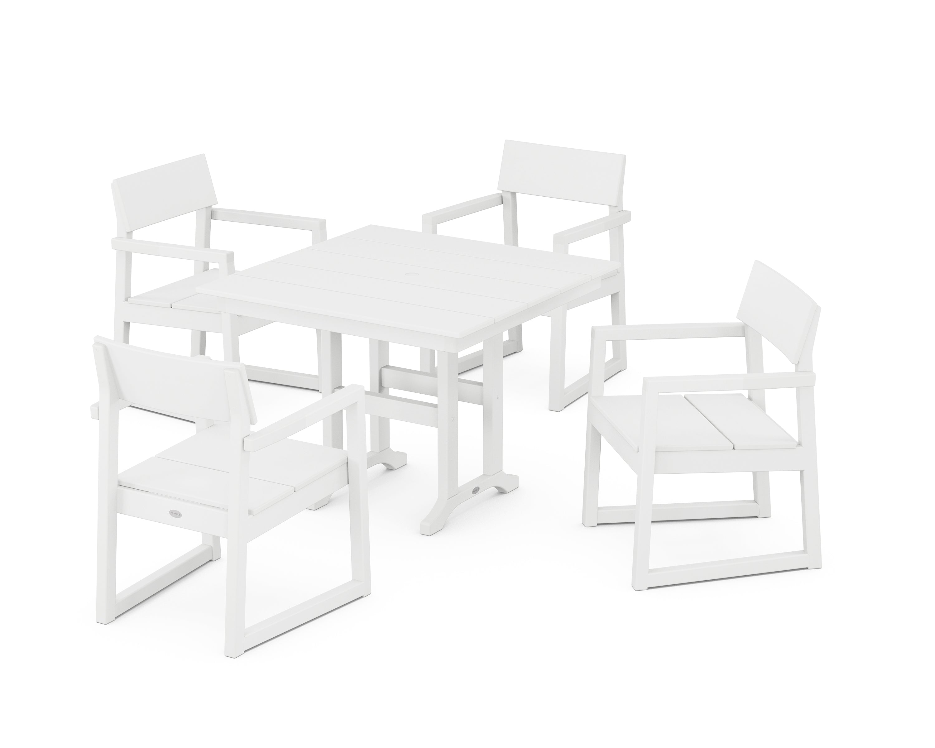 POLYWOOD® EDGE 5-Piece Farmhouse Dining Set in White