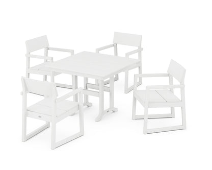POLYWOOD® EDGE 5-Piece Farmhouse Dining Set in White