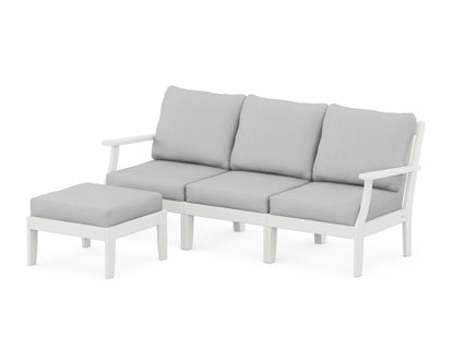 POLYWOOD® Braxton Modular 4-Piece Deep Seating Set with Ottoman in Vintage White / Granite