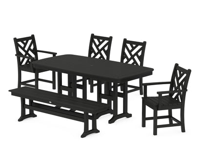 POLYWOOD® Chippendale 6-Piece Dining Set with Bench in Black