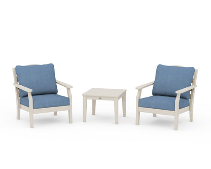 Draper James™ by  POLYWOOD® Savannah 3-Piece Deep Seating Set in Sand / Sky Blue
