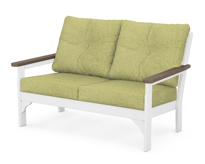 POLYWOOD® Vineyard Deep Seating Loveseat in White / Kona / Chartreuse Boucle
