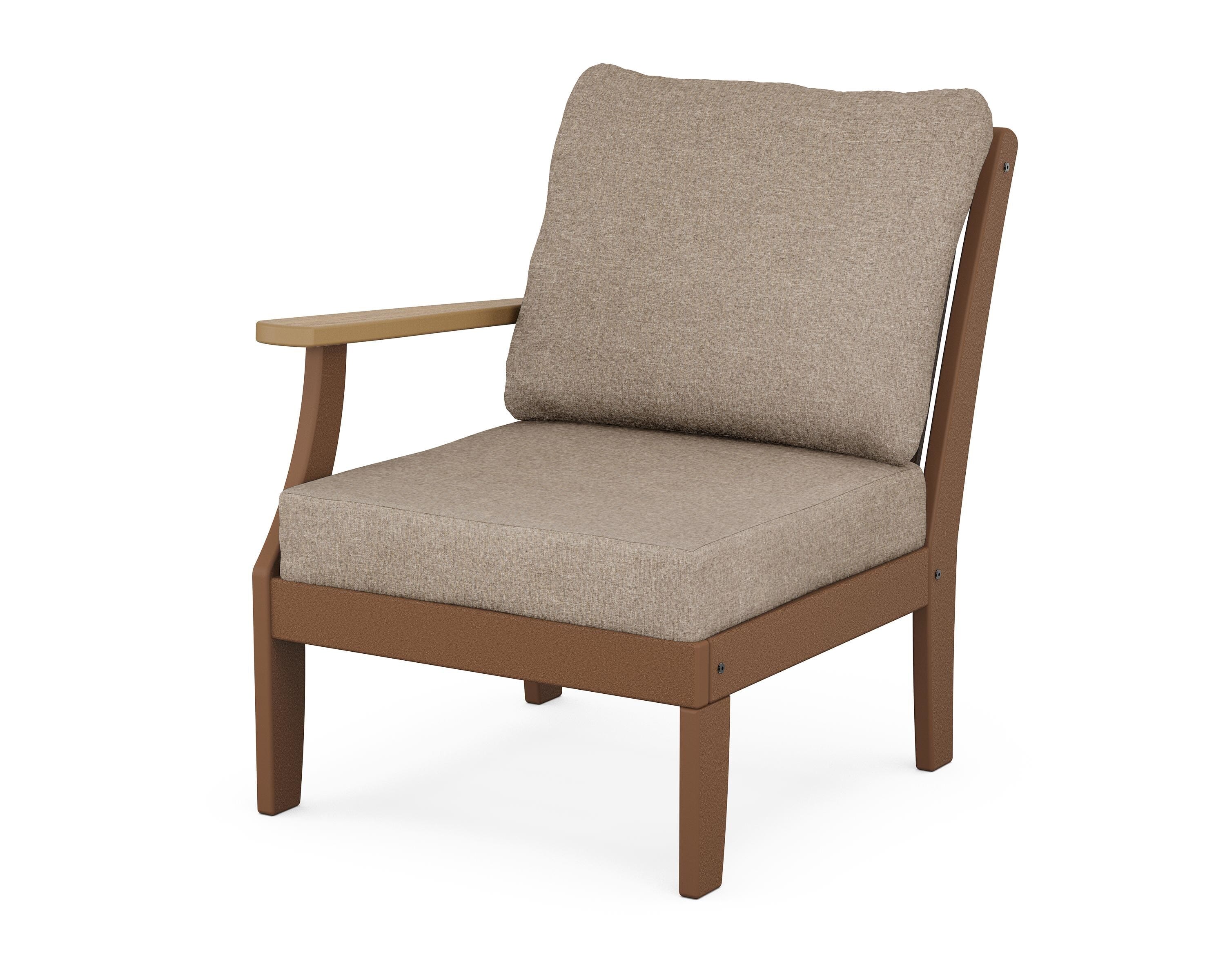 POLYWOOD® Braxton Modular Left Arm Chair in Teak / Natural / Spiced Burlap
