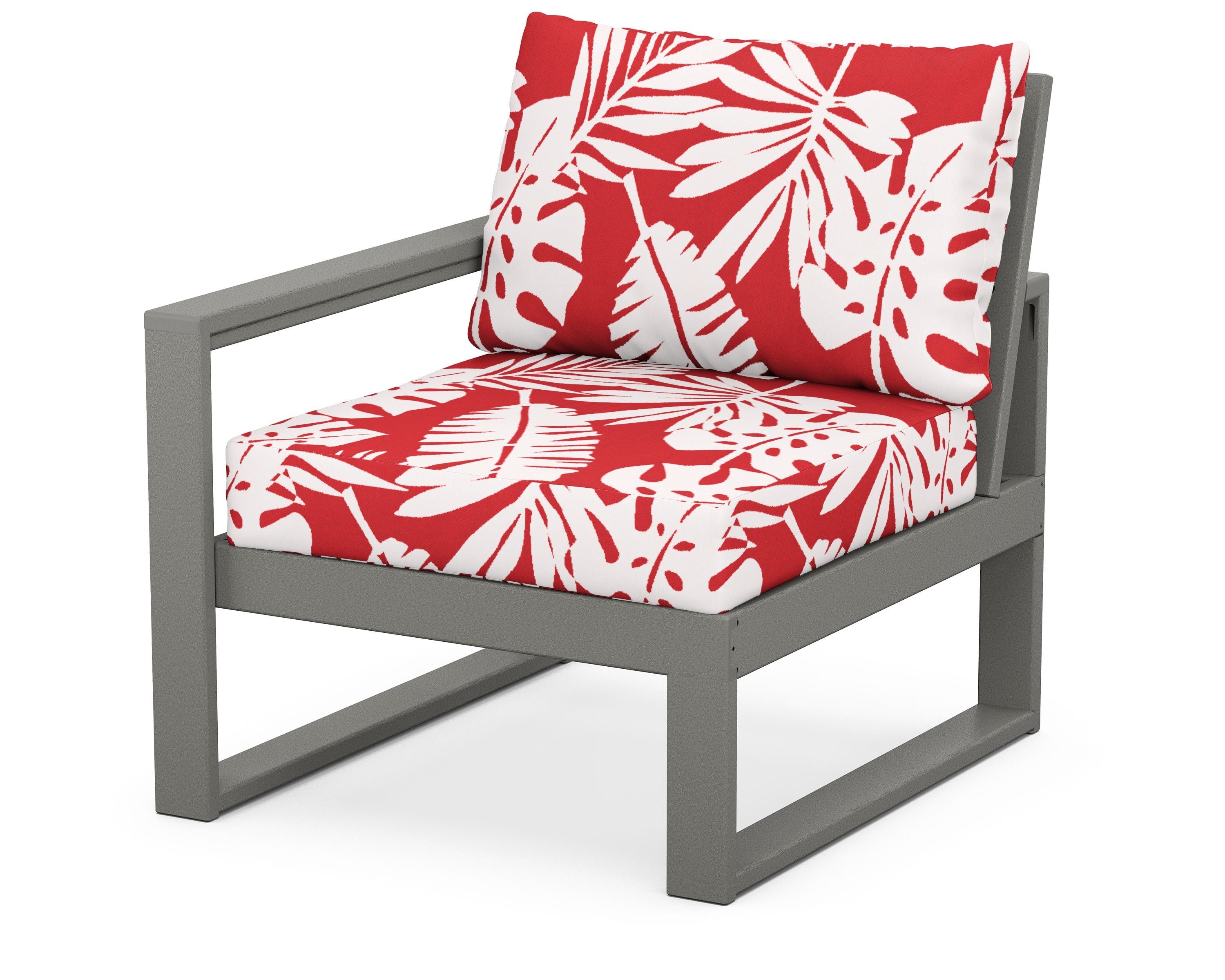 POLYWOOD® EDGE Modular Left Arm Chair in Slate Grey / Leaf Crimson