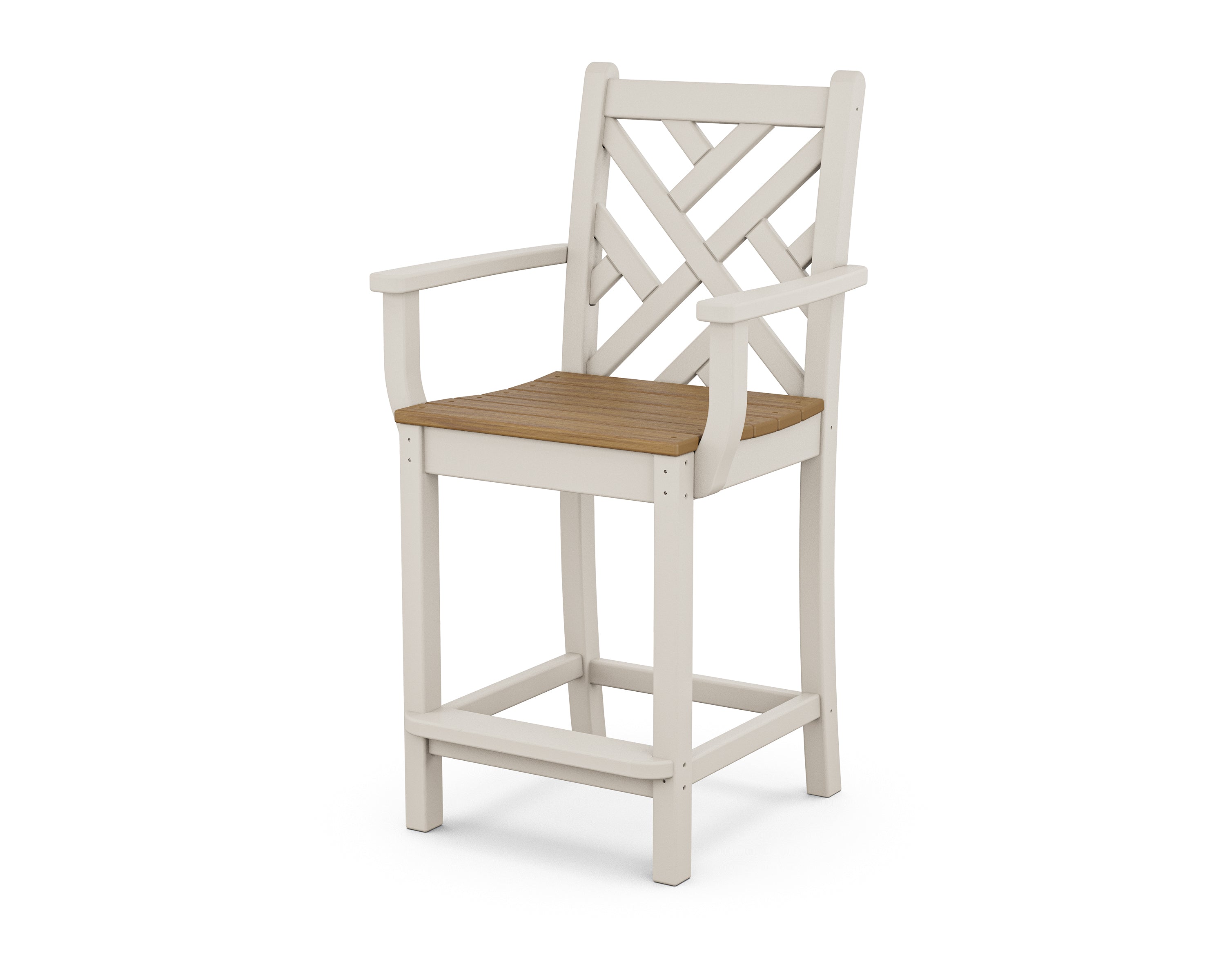 POLYWOOD® Chippendale Counter Arm Chair in Sand / Natural
