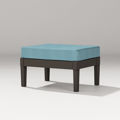 PW Designer Series Estate Lounge Ottoman in Vintage Coffee / Lattice Sky Blue