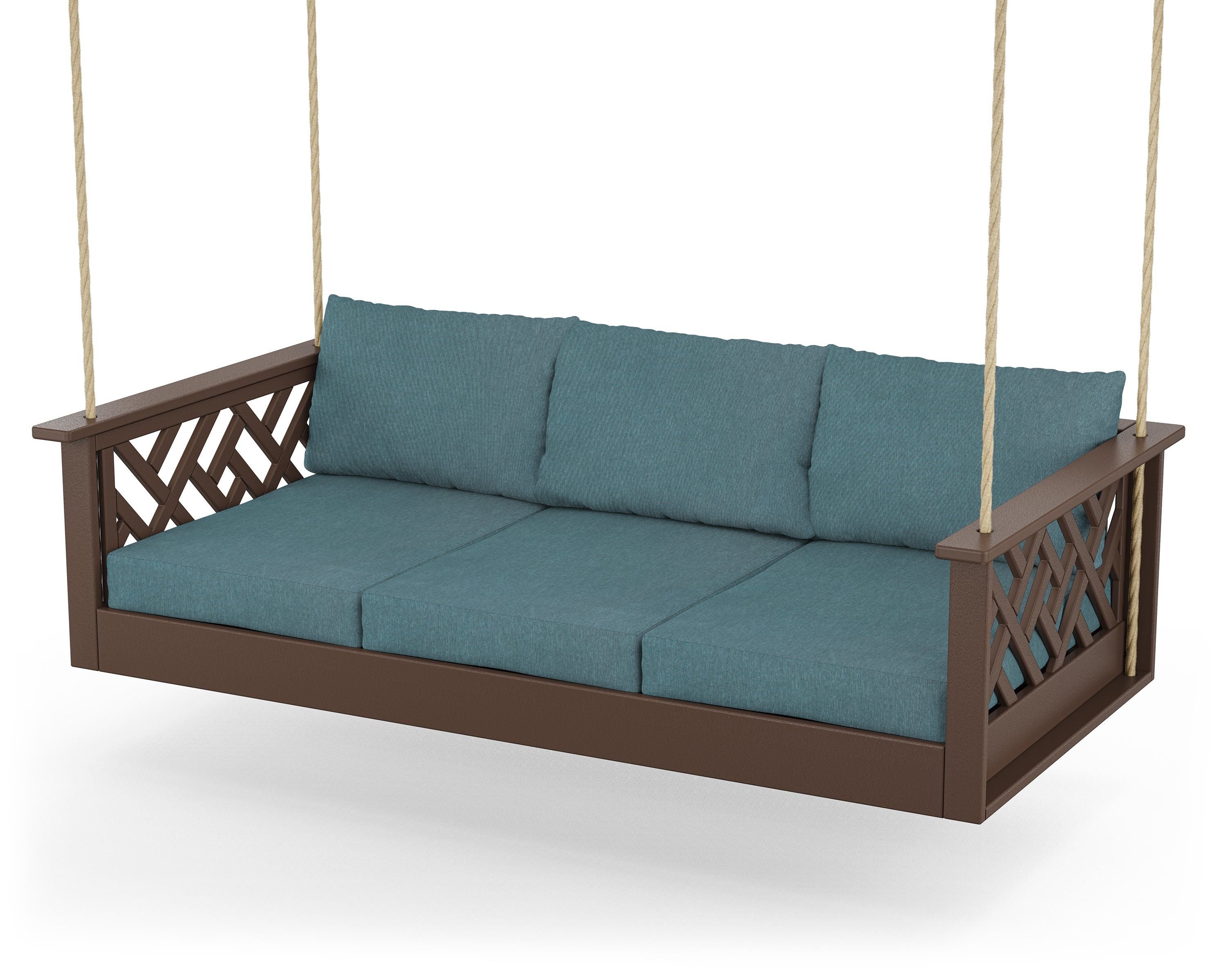 POLYWOOD® Chippendale Daybed Swing in Mahogany / Ocean Teal