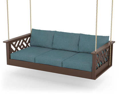 POLYWOOD® Chippendale Daybed Swing in Mahogany / Ocean Teal