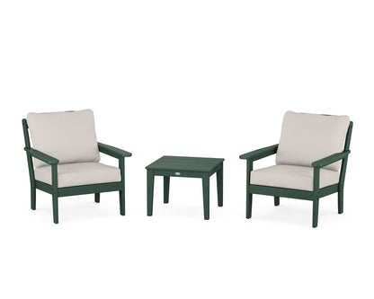 Country Living Cottage 3-Piece Deep Seating Set in Green / Cast Ash