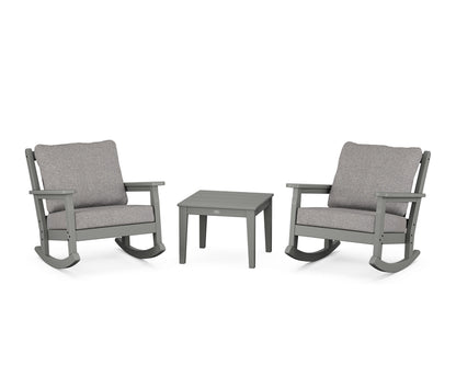 POLYWOOD® Chippendale 3-Piece Deep Seating Rocker Set in Slate Grey / Grey Mist