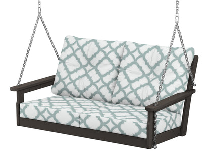 POLYWOOD® Vineyard Deep Seating Swing in Vintage Coffee / Trellis Glacier Spa