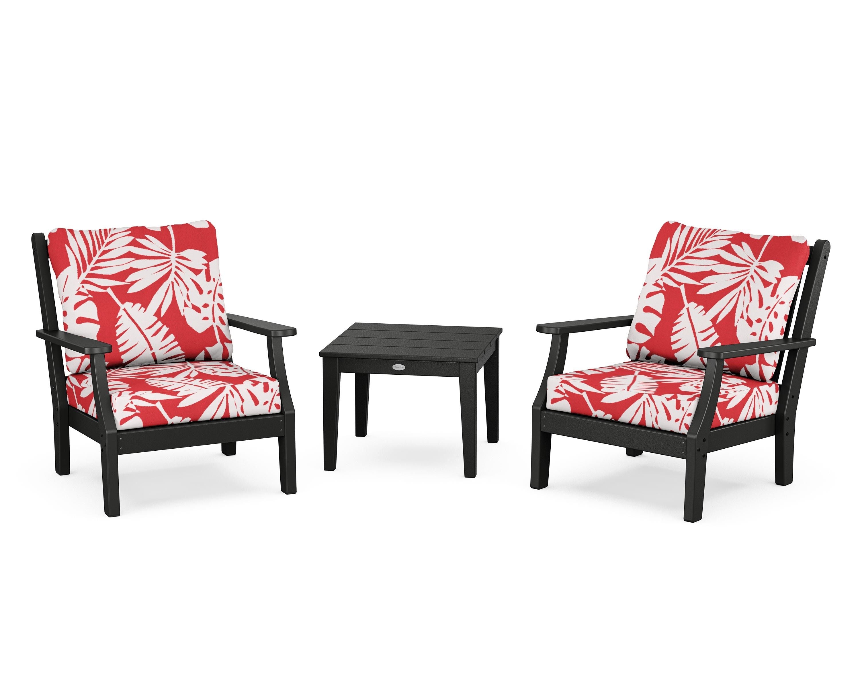 Country Living Wovendale 3-Piece Deep Seating Set in Black / Leaf Crimson