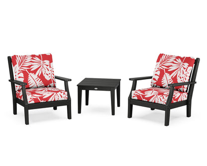 Country Living Wovendale 3-Piece Deep Seating Set in Black / Leaf Crimson