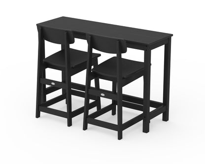 POLYWOOD® Modern Studio Urban Counter Chair 3-Piece Balcony Set in Black