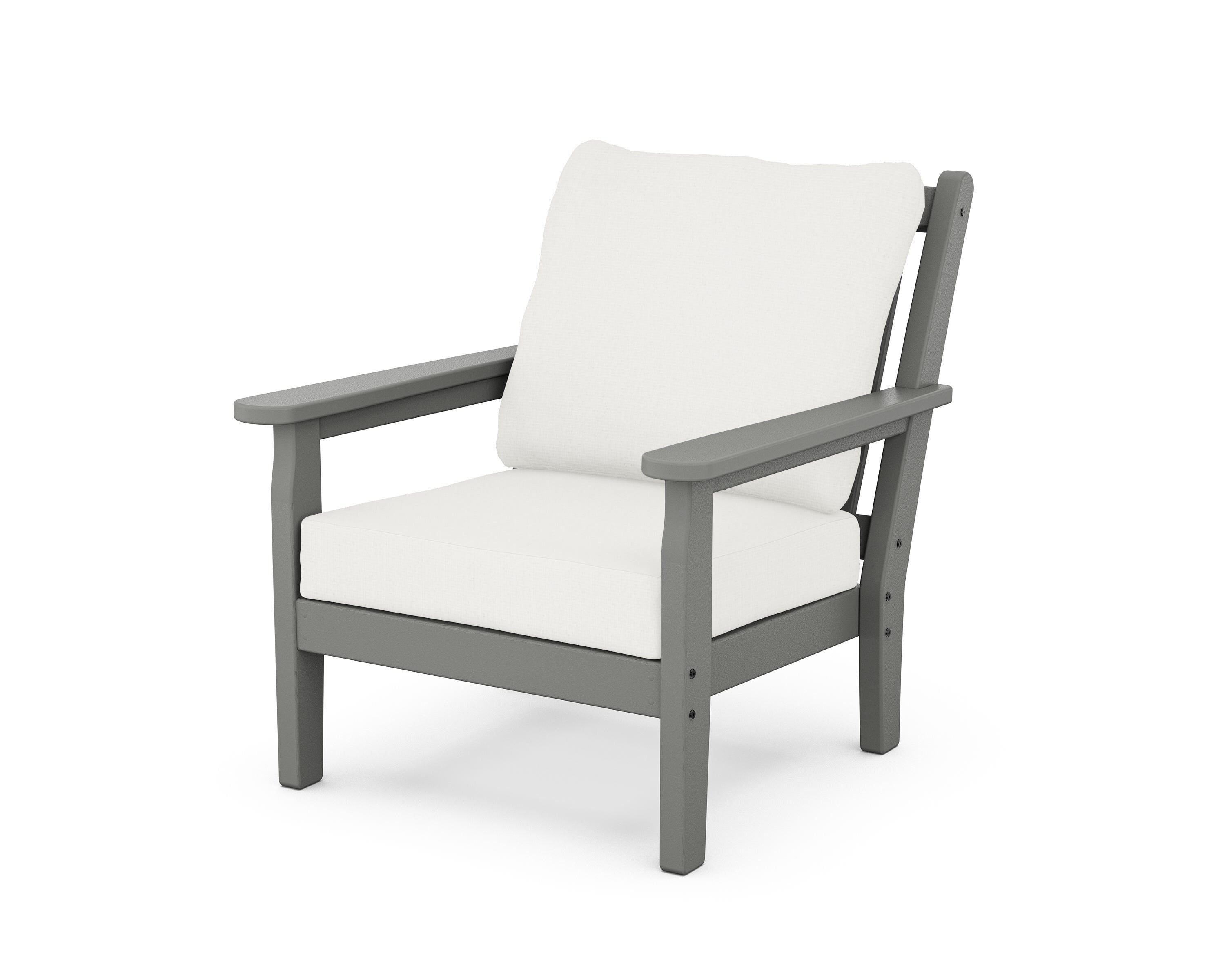 POLYWOOD® Chippendale Deep Seating Chair in Slate Grey / Natural Linen