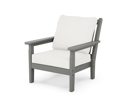 POLYWOOD® Chippendale Deep Seating Chair in Slate Grey / Natural Linen