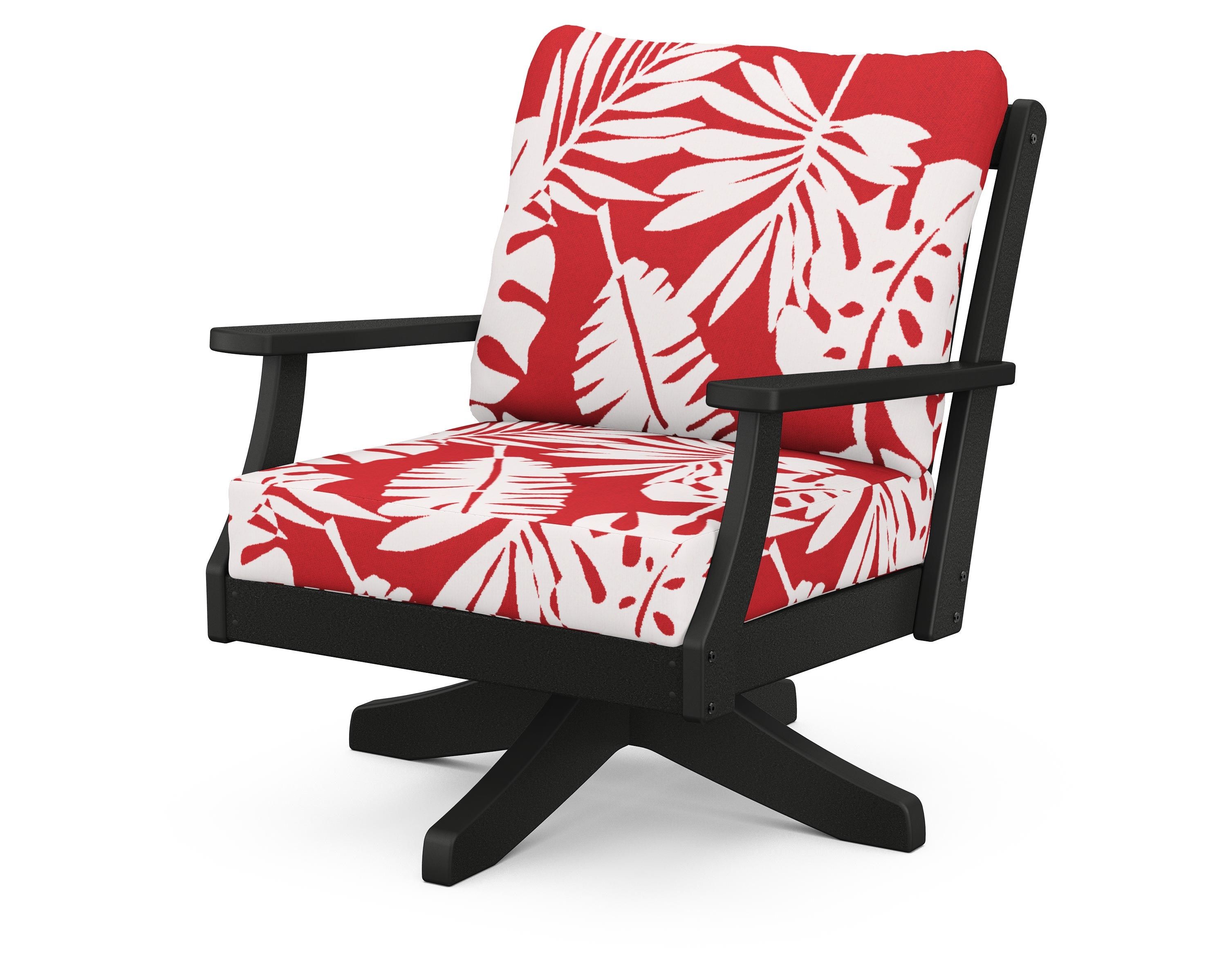 POLYWOOD® Braxton Deep Seating Swivel Chair in Black / Leaf Crimson