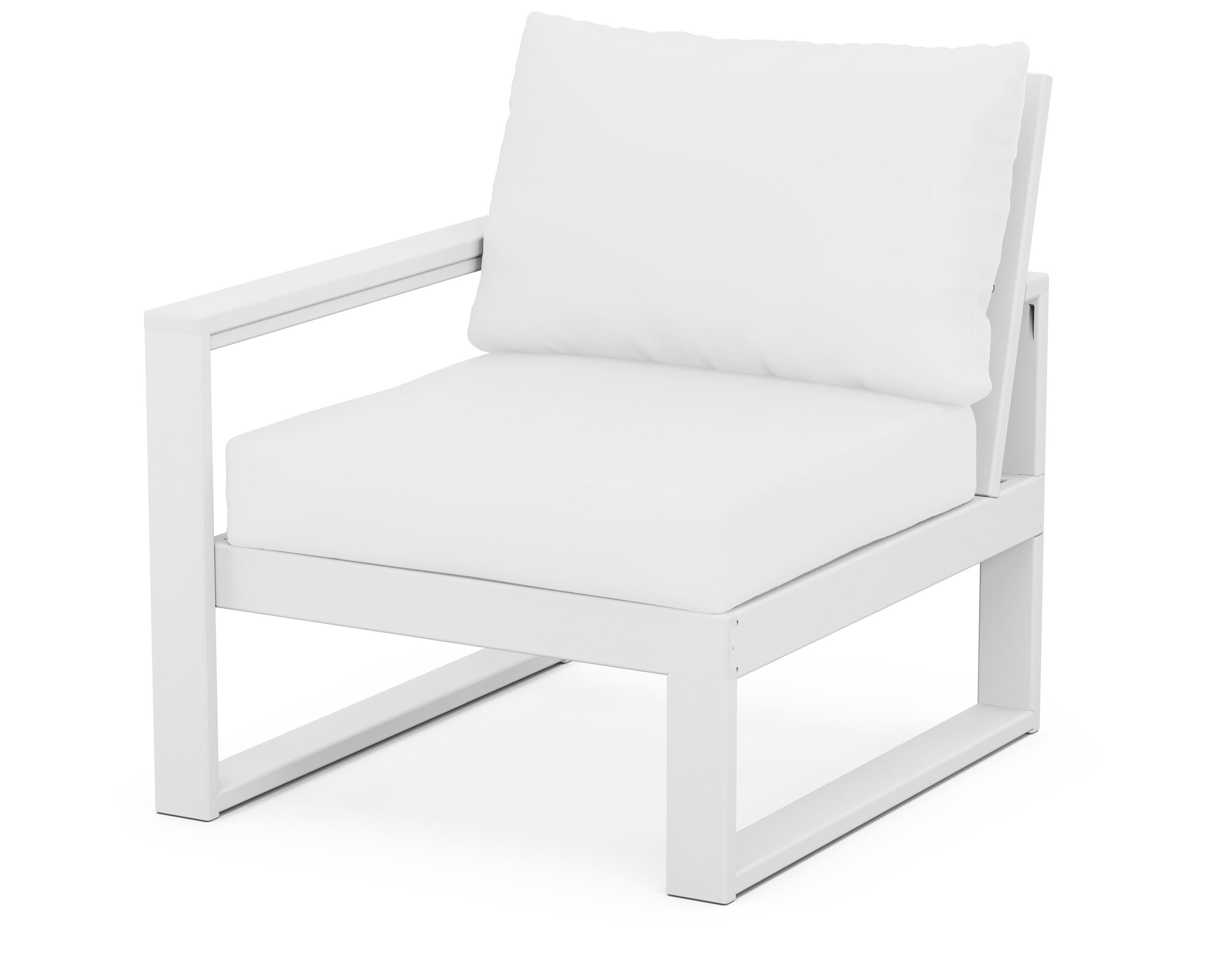 POLYWOOD® EDGE Modular Left Arm Chair in White / Natural