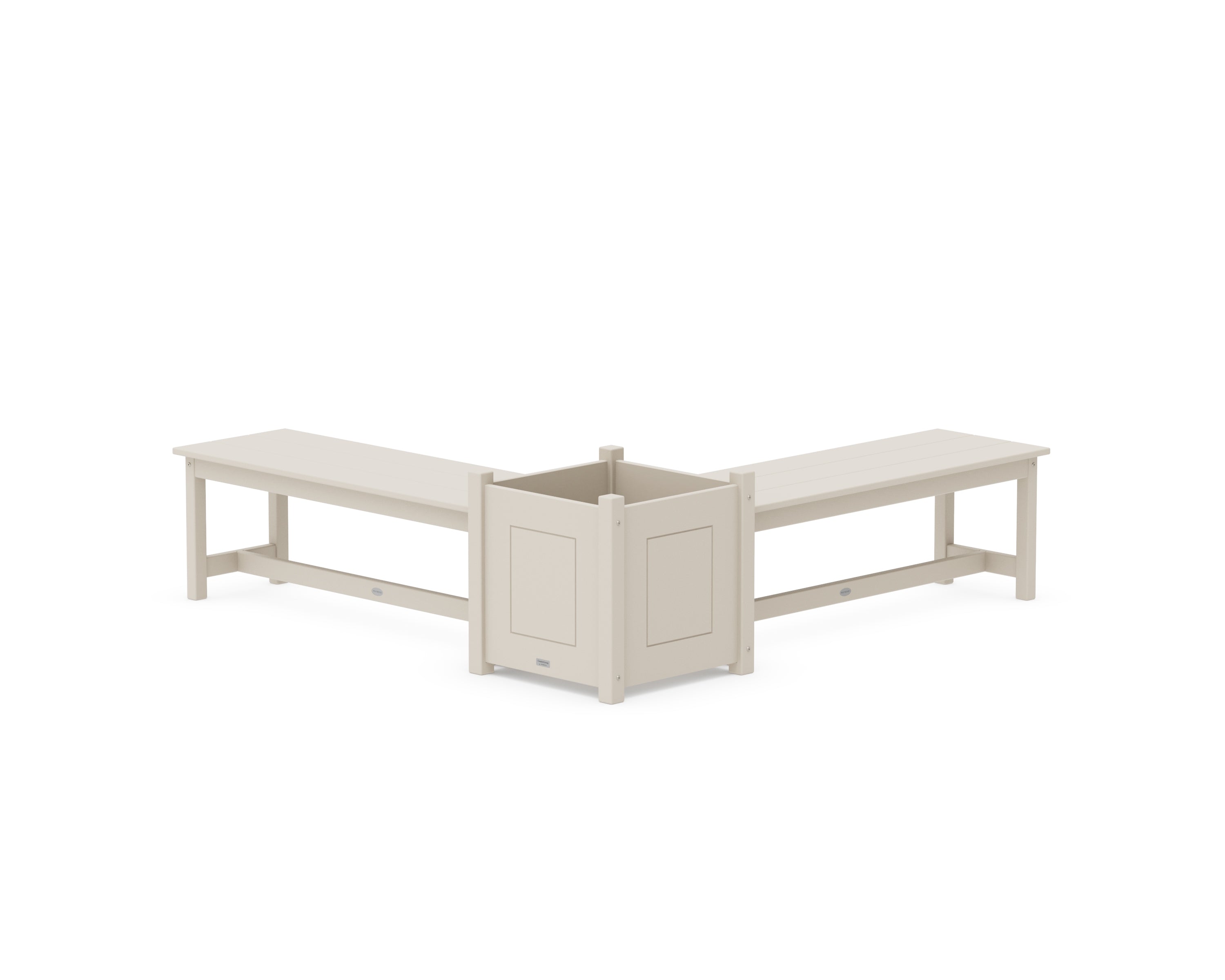 POLYWOOD® 48" Country Living L- Shaped Planter Bench Set- Large in Sand